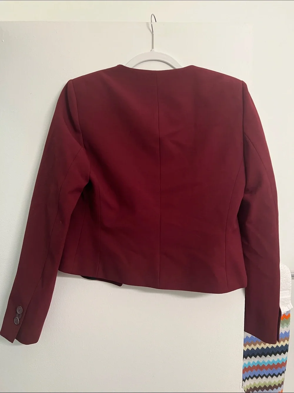 Zara Burgundy Asymmetric Button Jacket Blazer